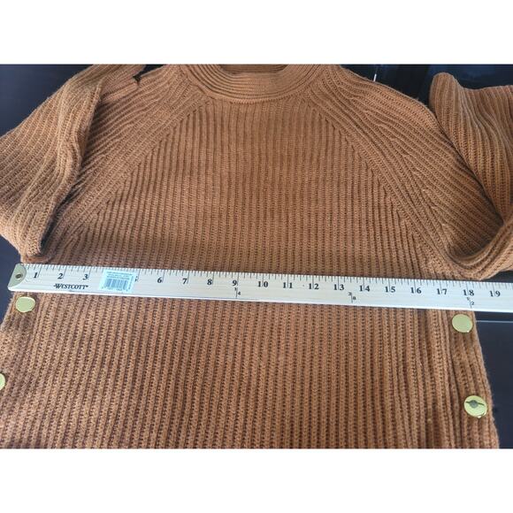 Topshop Side Button Sweater Crew Neck Brown Rib Knit Pullover Women's US 4-6 - Picture 8 of 8